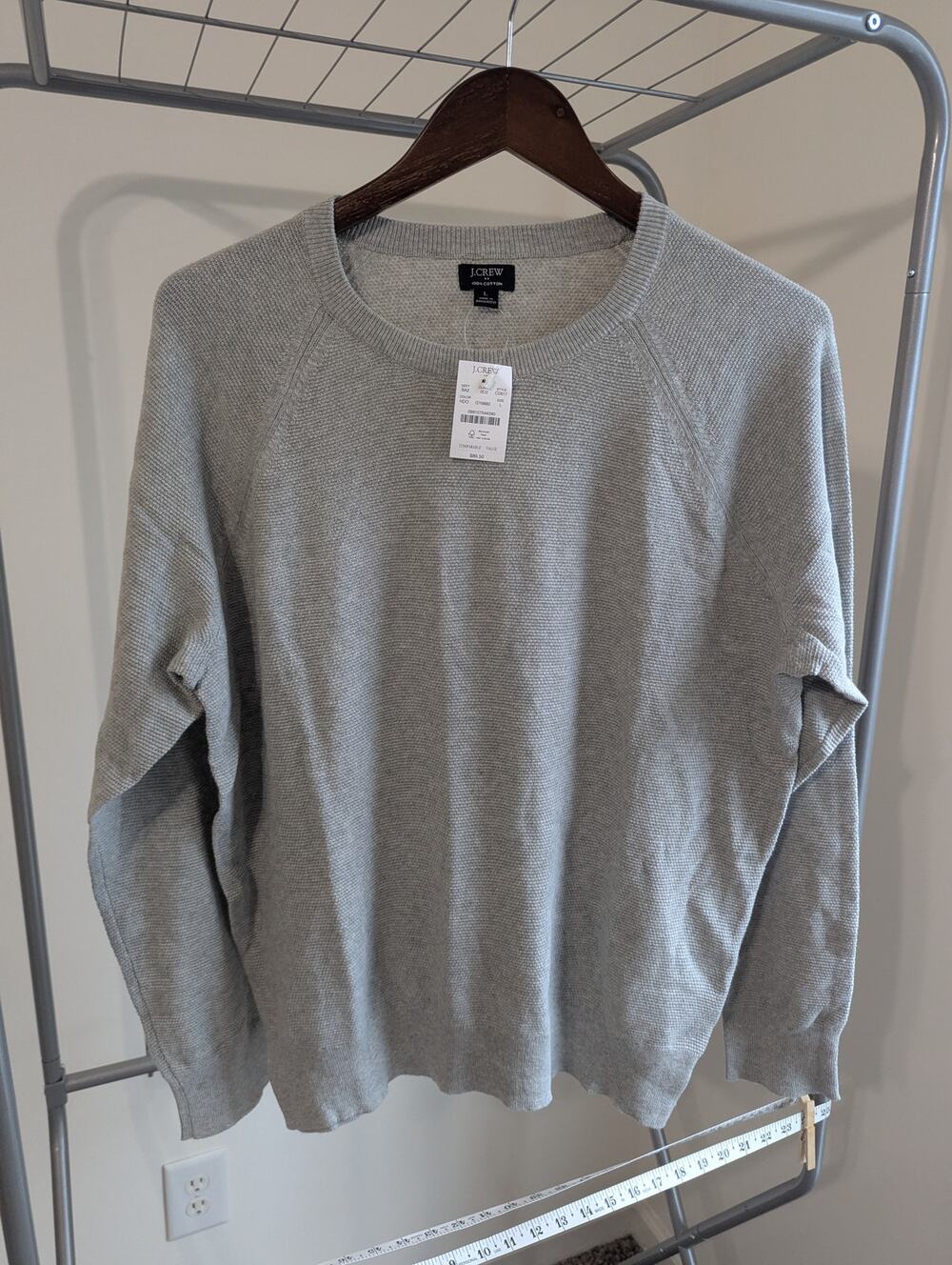 NWT J.Crew Factory Men's 100% Crewneck Sweater Gray Size L CD617